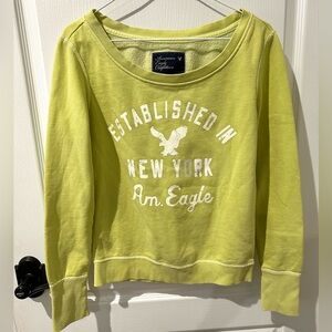 American Eagle Outfitters Lime Green Graphic Print Sweatshirt
